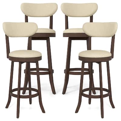 Gymax 30.5'' Bar Height Chairs Set of 4 Swivel High Barstool w/ Padded