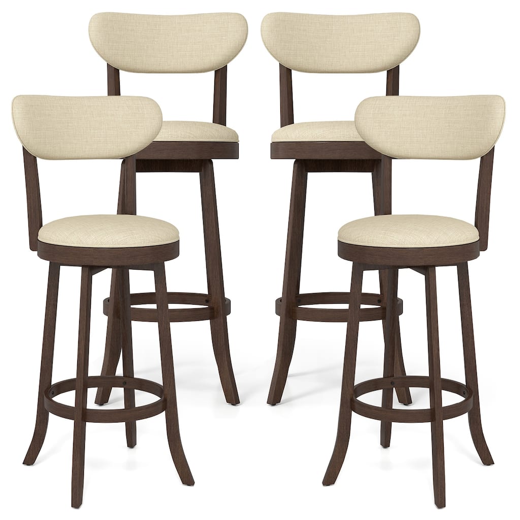 Gymax 30.5'' Bar Height Chairs Set of 4 Swivel High Barstool w/ Padded
