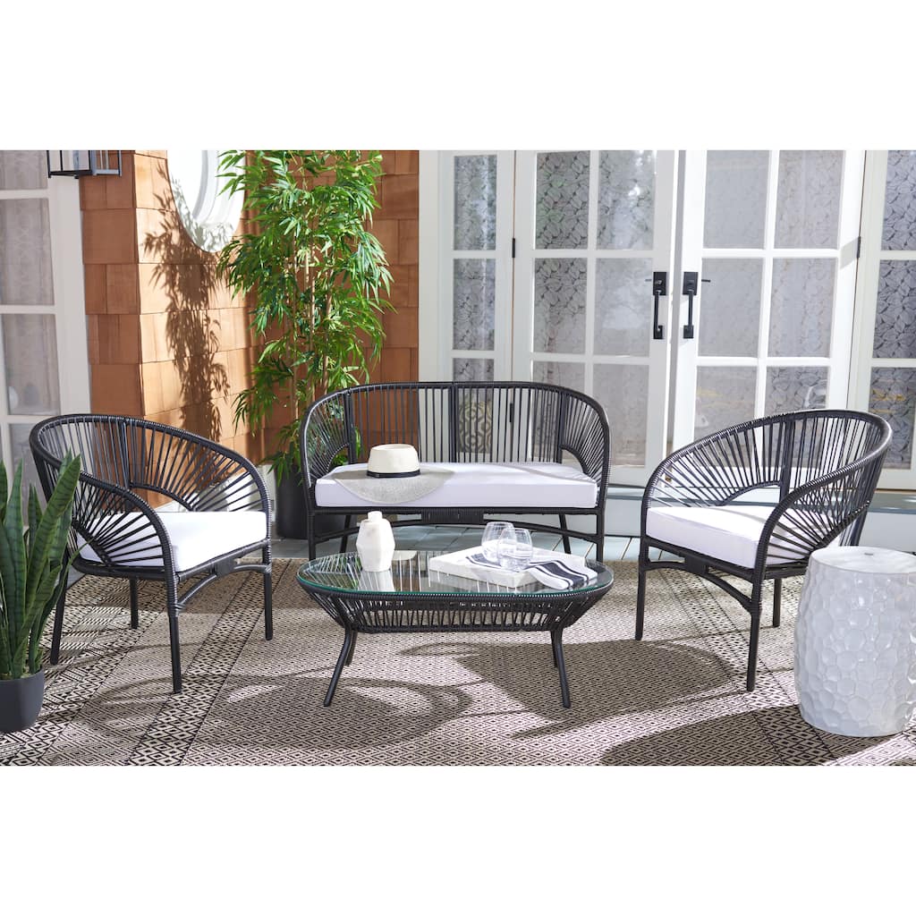 SAFAVIEH Outdoor Patio Furniture Werner 4-Piece Conversation Set - 48"W x 24"D x 29"H