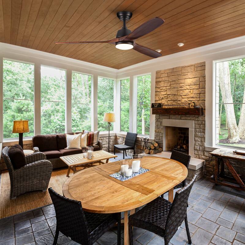 52" Farmhouse Rustic LED Ceiling Fan with Remote Control
