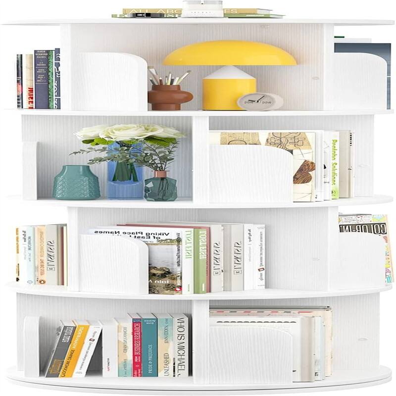 360 Display 4 Tier Floor Standing Bookcase Storage Rack - 15.7"D x 15.7"W x 51.2"H - white