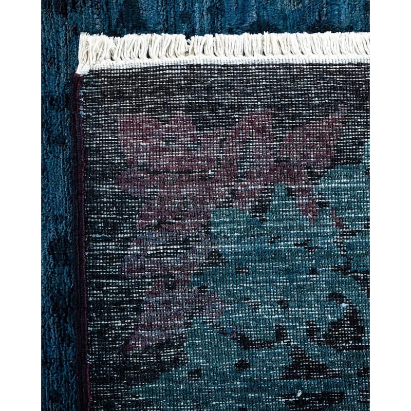 Overton Hand Knotted Wool Vintage Inspired Modern Contemporary Overdyed Black Area Rug - 10' 0" x 18' 3"