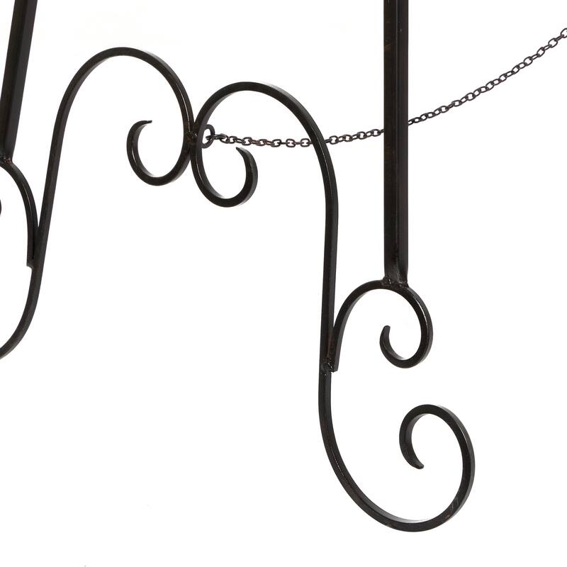 Metal Scroll Tall Adjustable Display Stand Floor 3 Tier Easel with Chain Support - Black - Roche River Decor
