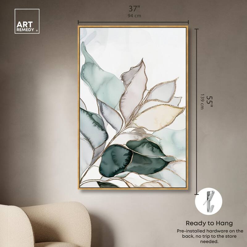 Pastel Leaves with Gold I Canvas by Art Remedy