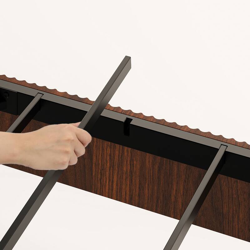 King floating bedstead, with charging station and LED lights, wavy headboard, with heavy metal Flat noodles