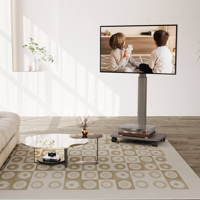 FITUEYES Rolling TV Floor Stand for 32 - 70 Inch TVs, Elegant Portable TV Stand with Upgraded 360° rotating wheels - Grey