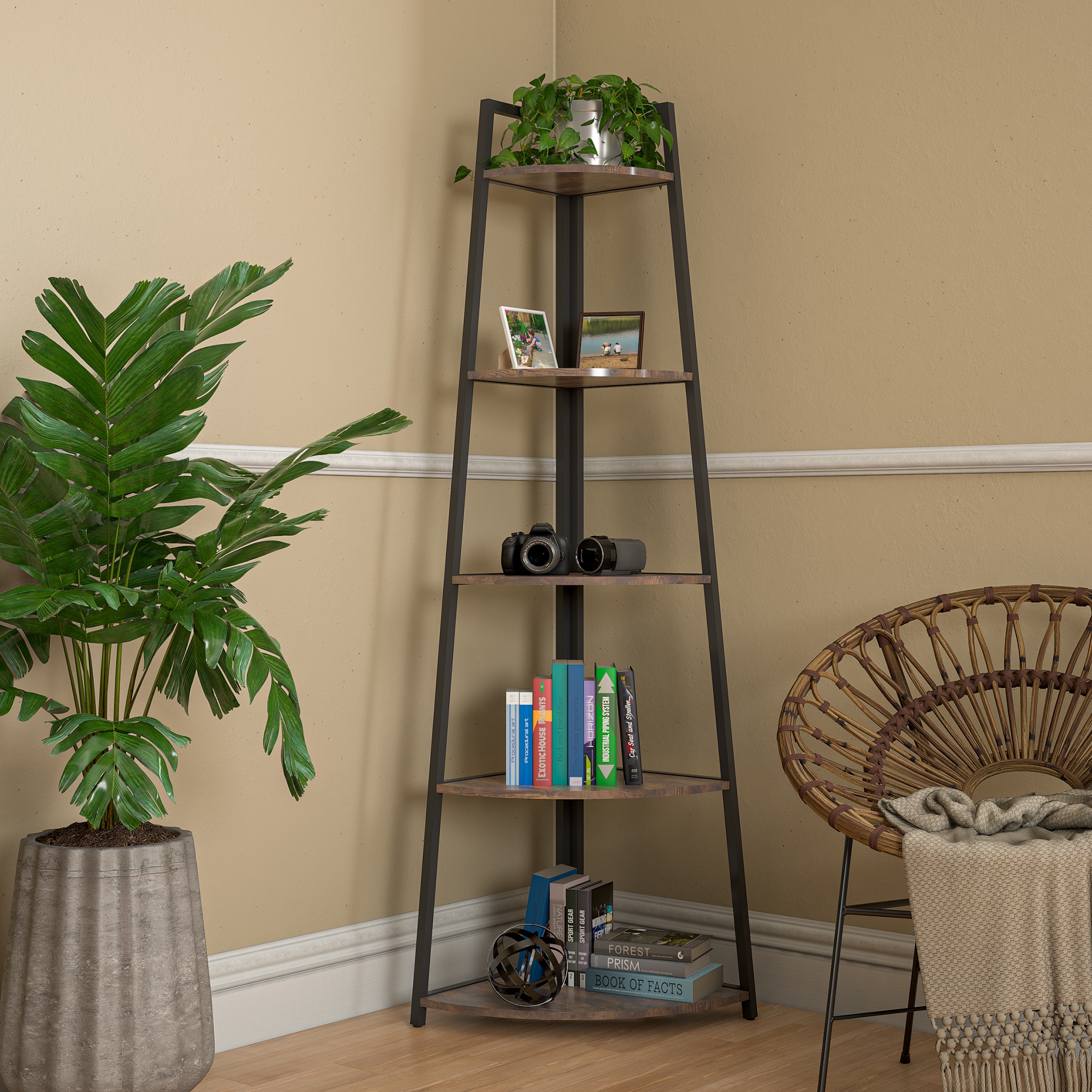 3 tier store corner ladder shelf
