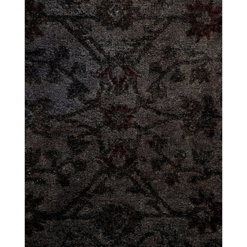 Overton Hand Knotted Wool Vintage Inspired Modern Contemporary Overdyed Gray Area Rug - 2' 7" x 22' 10"