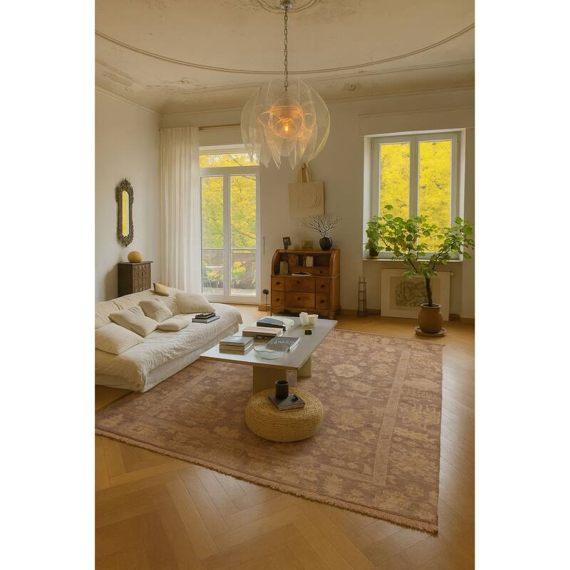 ECARPETGALLERY Hand-knotted Kavya Oushak Dark Grey Wool Rug - 8'9 x 11'8