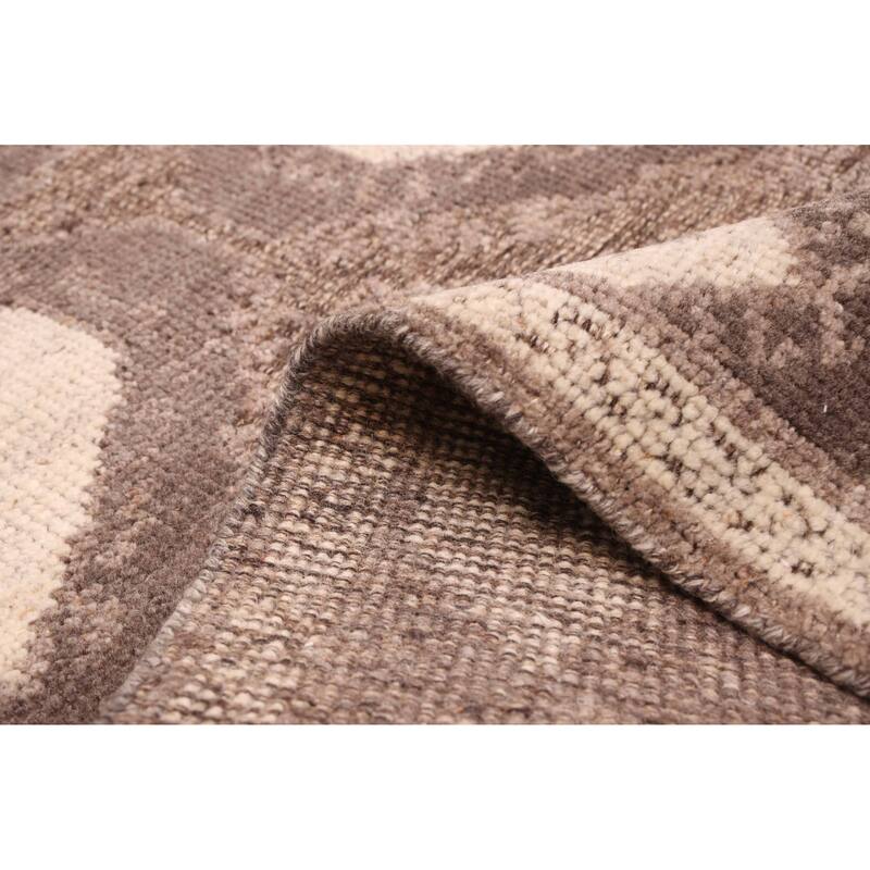 ECARPETGALLERY Hand-knotted Tangier Dark Brown Wool Rug - 5'1 x 8'5