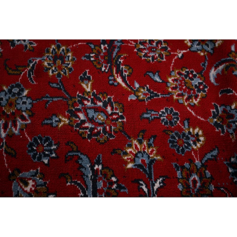 Traditional Red Kashan Turkish Rug Floral Oriental Machine-Made Carpet - 9'7" x 12'7"