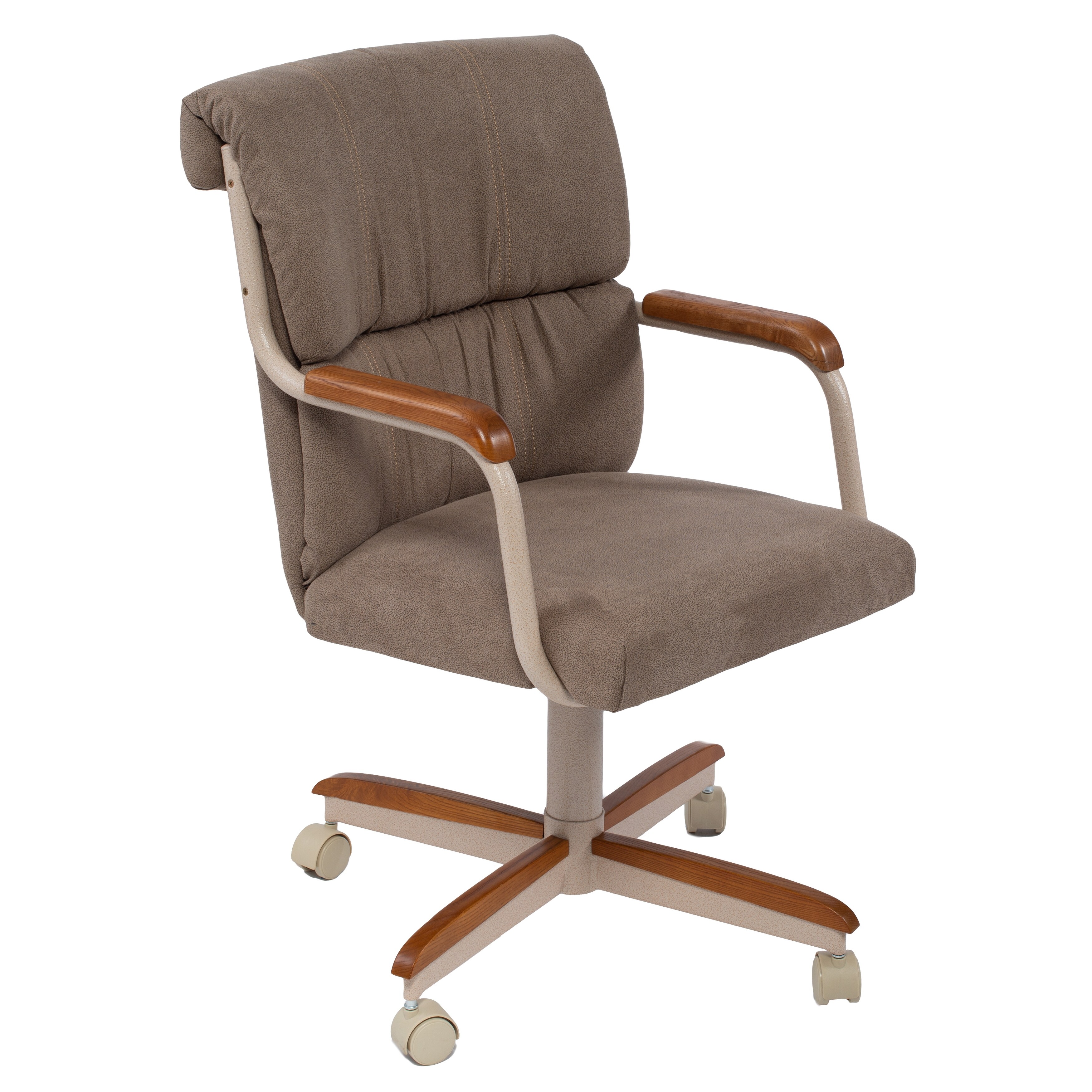 Shop Casual Brown Cushion Wood Metal Office Chair Caster Chair Overstock 20603053