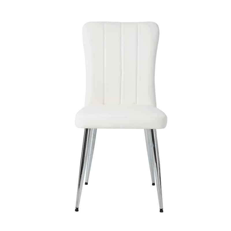 Set of 4 PU Upholstered Dining Chair with Electroplated Metal Legs