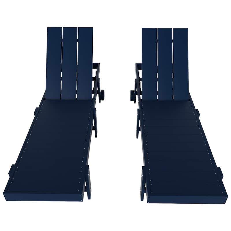 Shoreside Modern Poly Eco-Friendly All Weather Reclining Chaise Lounge With Wheels (Set Of 2)