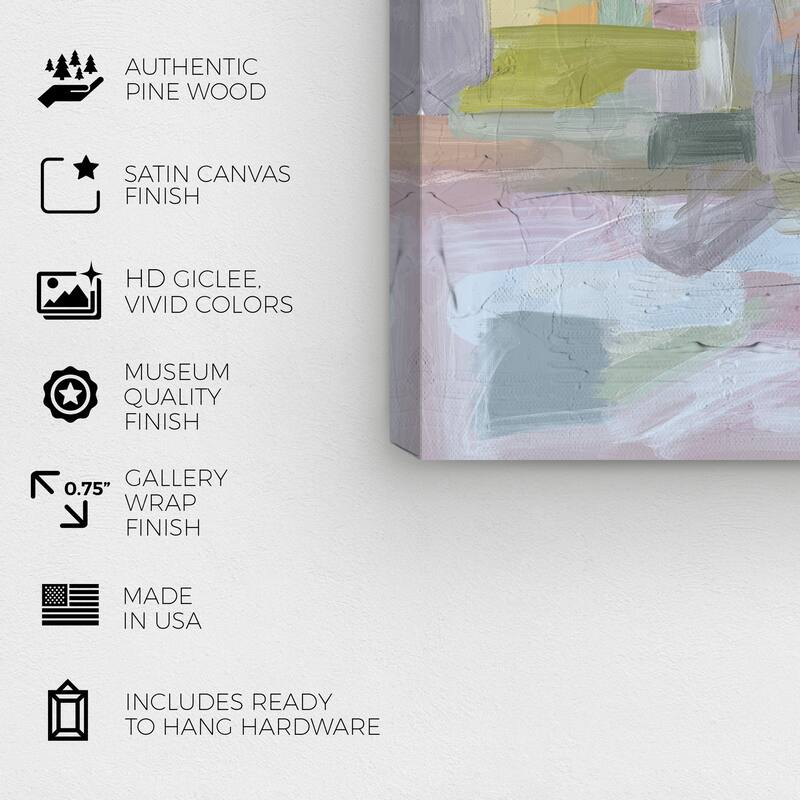 Wynwood Studio Canvas Abstract Pastel Illusion White and Antique White Modern & Contemporary Wall Art Canvas Print