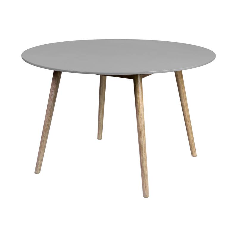 Kilo Dining Table, Brown Wood Legs, 47 Inch Round Gray Superstone Top - Brown, Gray