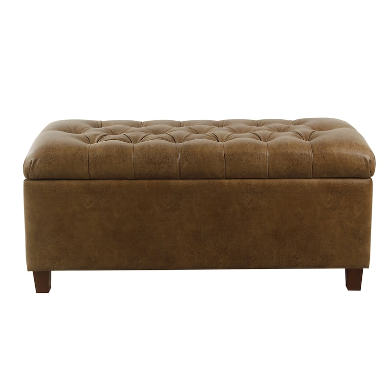 Copper Grove Caluire Button Tufted Storage Bench - Light Brown Faux Leather