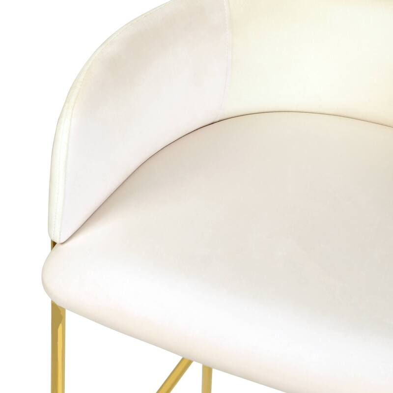 LeisureMod 40" Low-Back Velvet Upholstered Bar Stool with Gold Stainless-Steel Frame for Home Living Room Kitchen & Bar