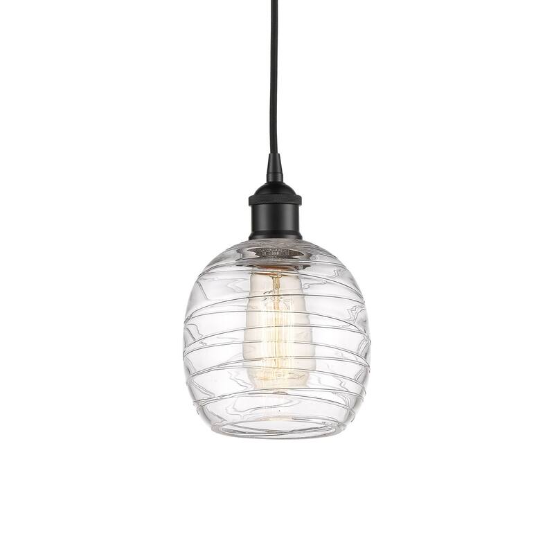 Innovations Lighting 616-1P-10-6 Belfast Pendant Belfast 6" Wide Mini - Matte Black / Deco Swirl