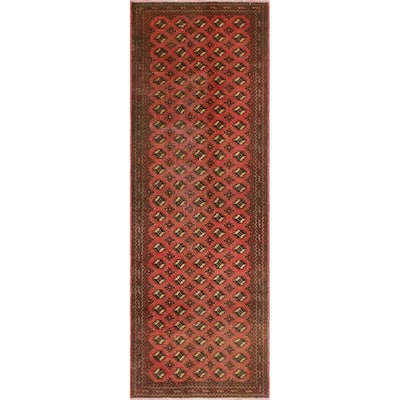 Vintage Distressed Azraqi Red/Charcoal Runner - 3'3" x 9'7"