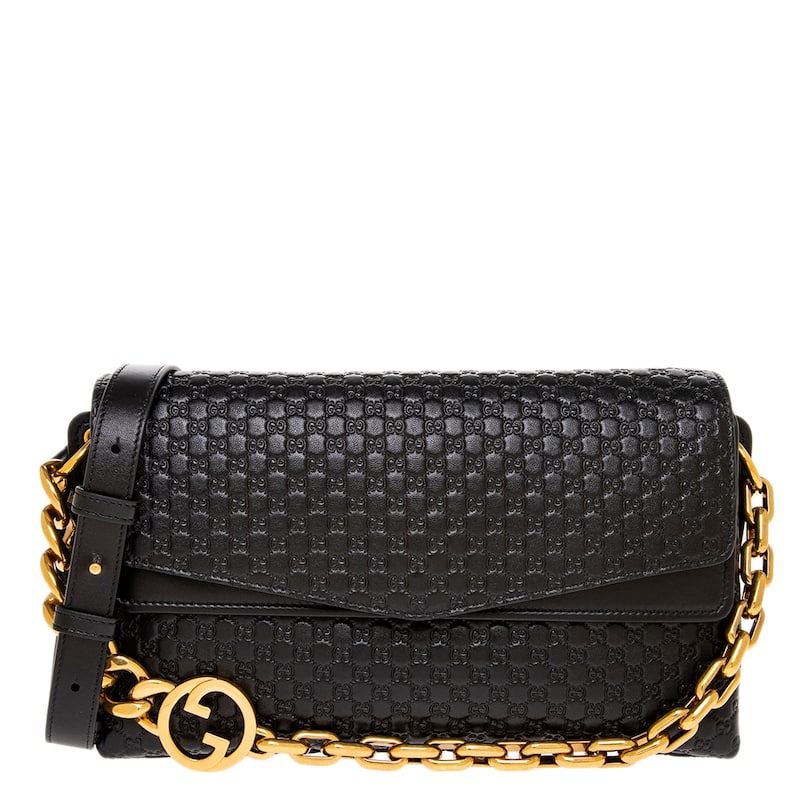 Gucci Medium GG Chain Shoulder Bag - Black