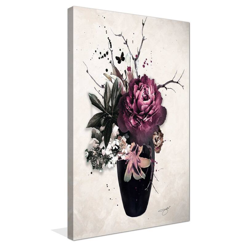 "Purple Flowers in Vase" by Jodi Print on Canvas