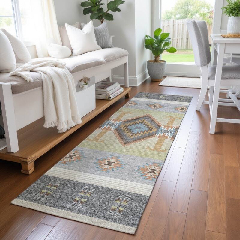 Machine Washable Indoor/ Outdoor Global Chennai Chantille Rug