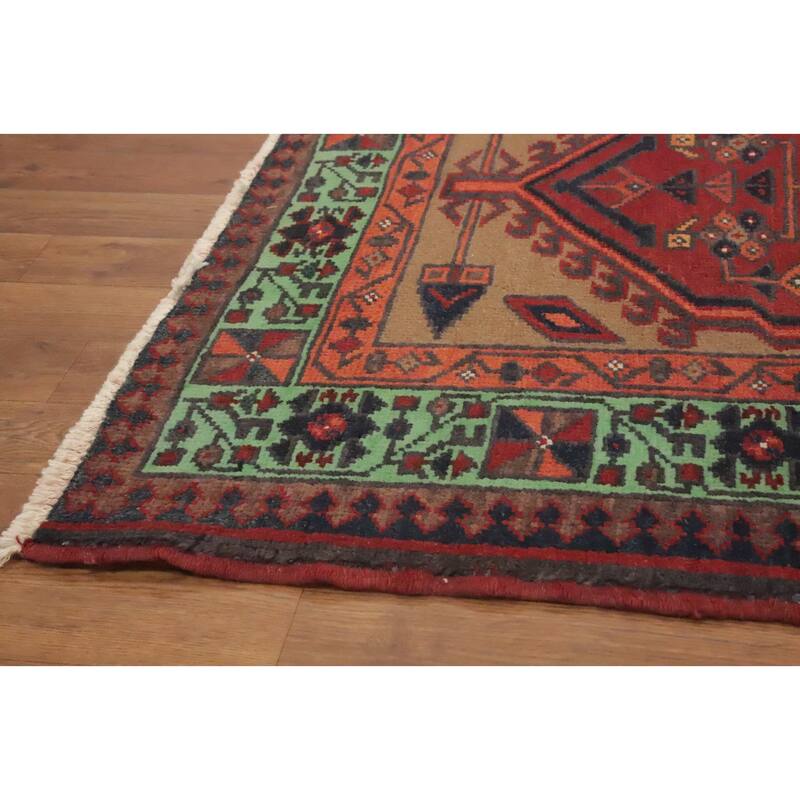 Hand Knotted Oriental 100% Wool Carpet Traditional Tribal Brown Ardebil Runner Rug - 10' 6'' X 3' 4''