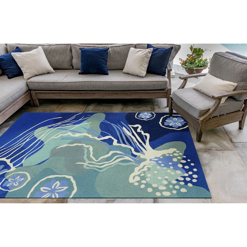 Liora Manne Capri Jelly Fish Indoor/Outdoor Rug Ocean