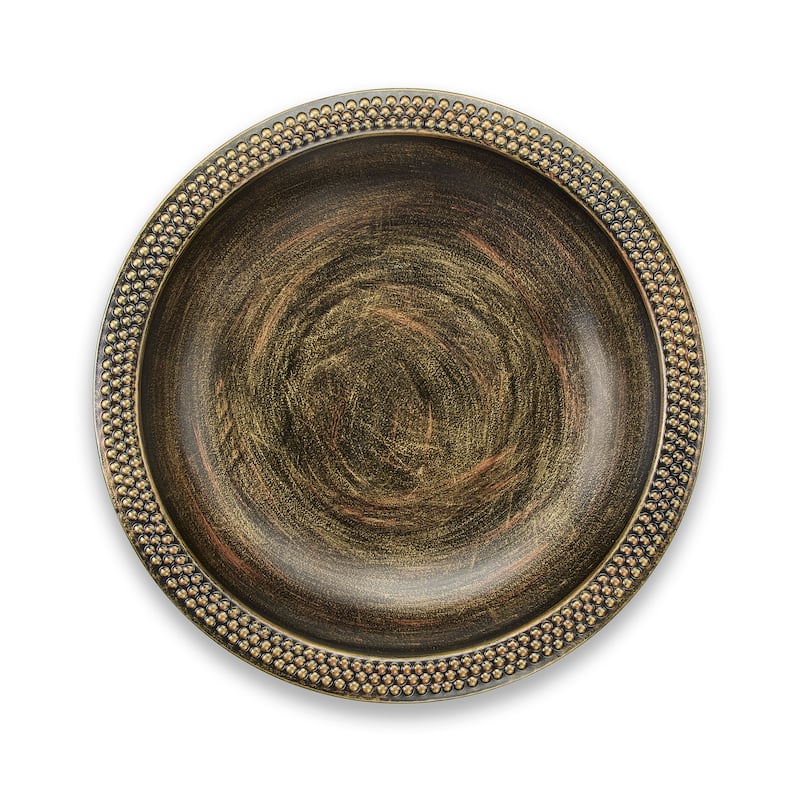 18" Beaded Copper Birdbath Basin in Aged Brass Finish