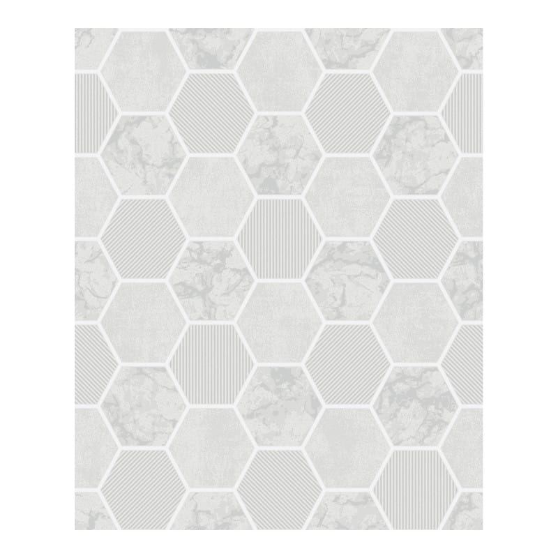 Fine Decor Ceramica Grey Hexagon Tile Wallpaper