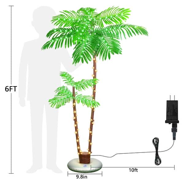 dimension image slide 0 of 3, Lighted Palm Tree for Outside Patio Yard Party Pool