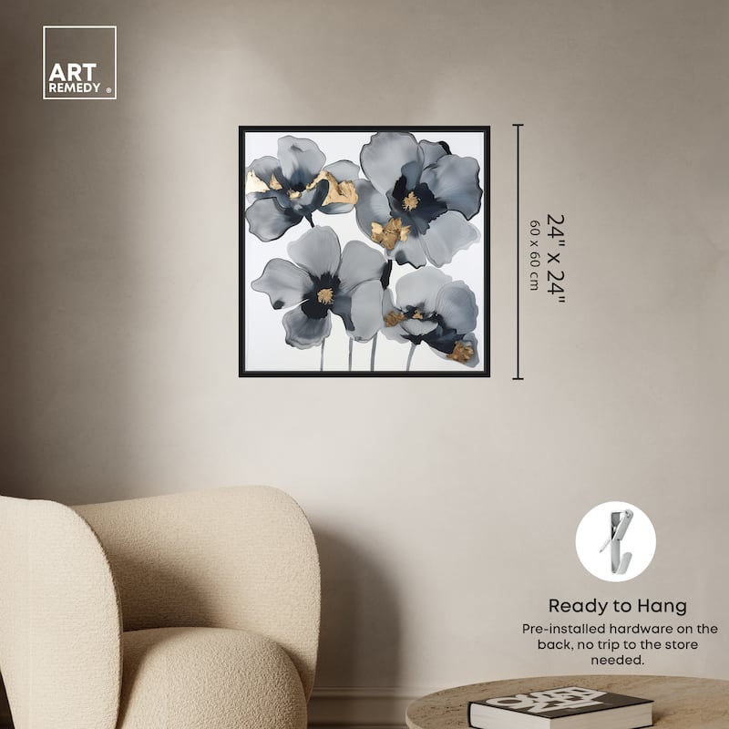 Art Remedy Drama Flora Framed Floral Fine 1 Piece Canvas Wall Art