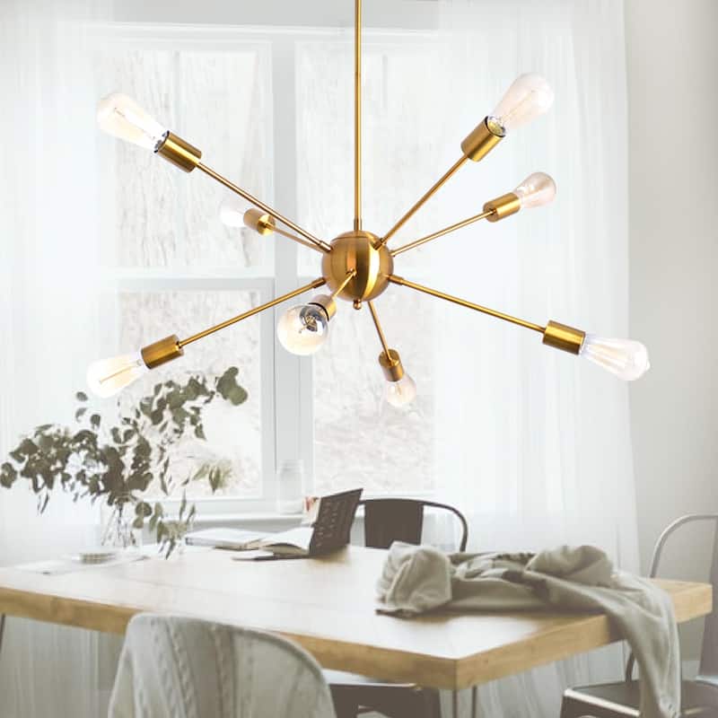 8-Light 23.54-inch Sputnik Chandelier Light for Bedroom Living Room