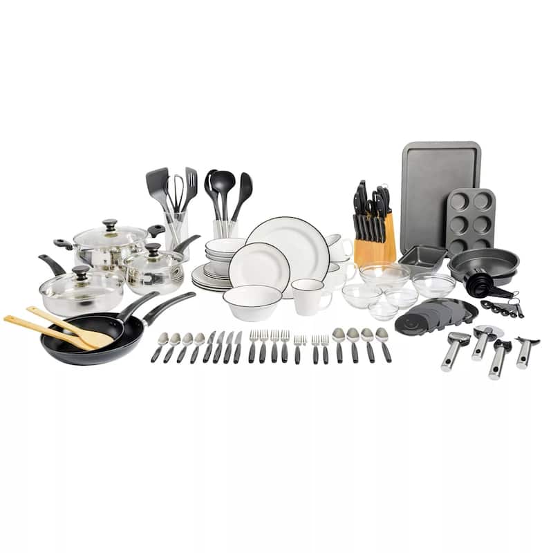 Gibson Home 95-Piece Complete Kitchen Starter Kit - Black