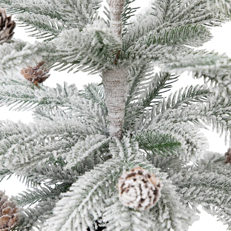 Flocked Potted Snowy Christmas Tree with Pinecones - 24.75" - Unlit