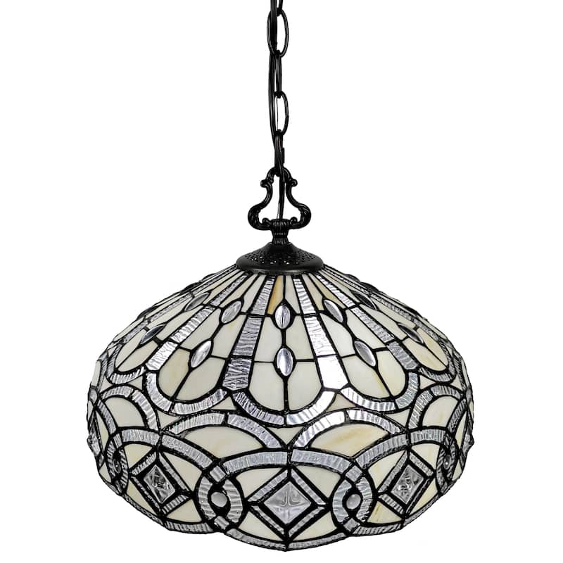 Amora Lighting AM295HL16 Tiffany Style White Hanging Lamp