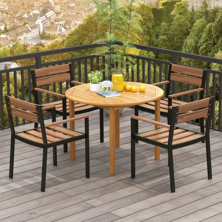 Outdoor Table PHI VILLA Round Metal Outdoor Dining Table THD-N-409