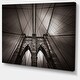 preview thumbnail 2 of 9, Designart "Brooklyn Bridge in NYC USA" Extra Large Cityscape Wall Art on Canvas