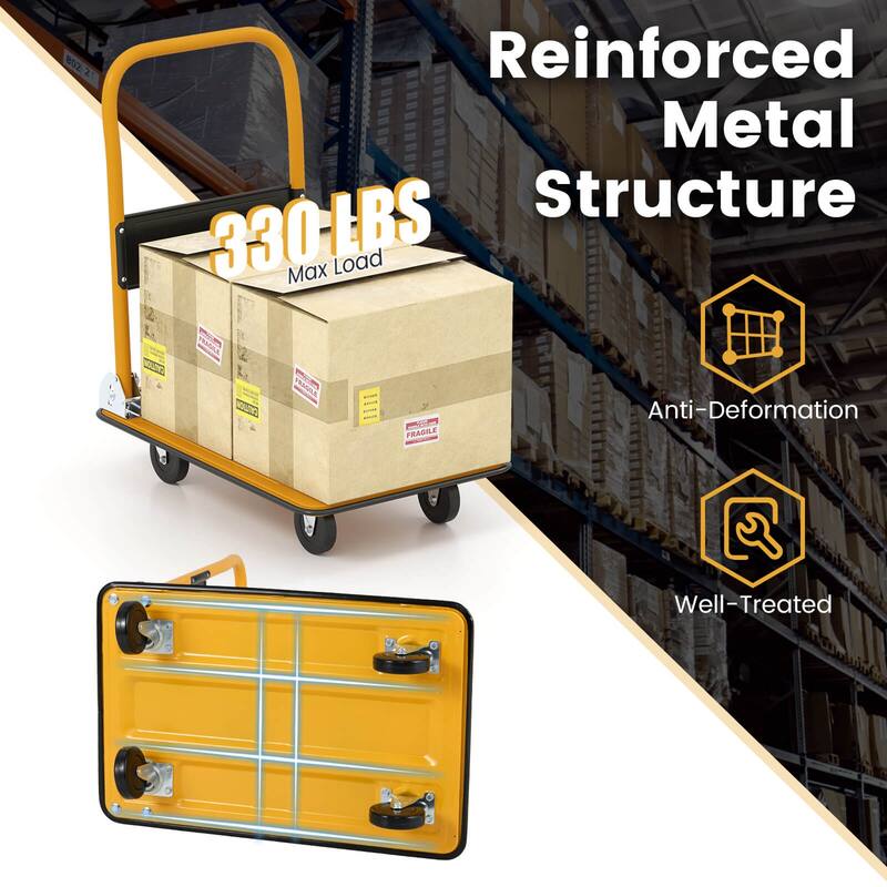 Costway 330lbs Platform Cart Dolly Foldable Moving Warehouse Push Hand - See Details