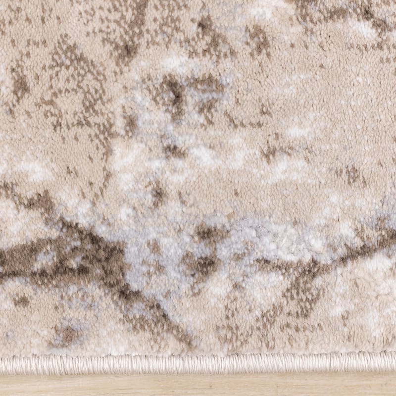 London Collection - Beige Cream Brown Soft Abstract Indoor Area Rug, 5'3" x 7'7"