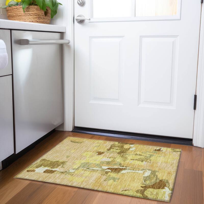 Premium Washable Super Soft Modern Abstract Mayfield Rug - Gold - 1'8" x 2'6"