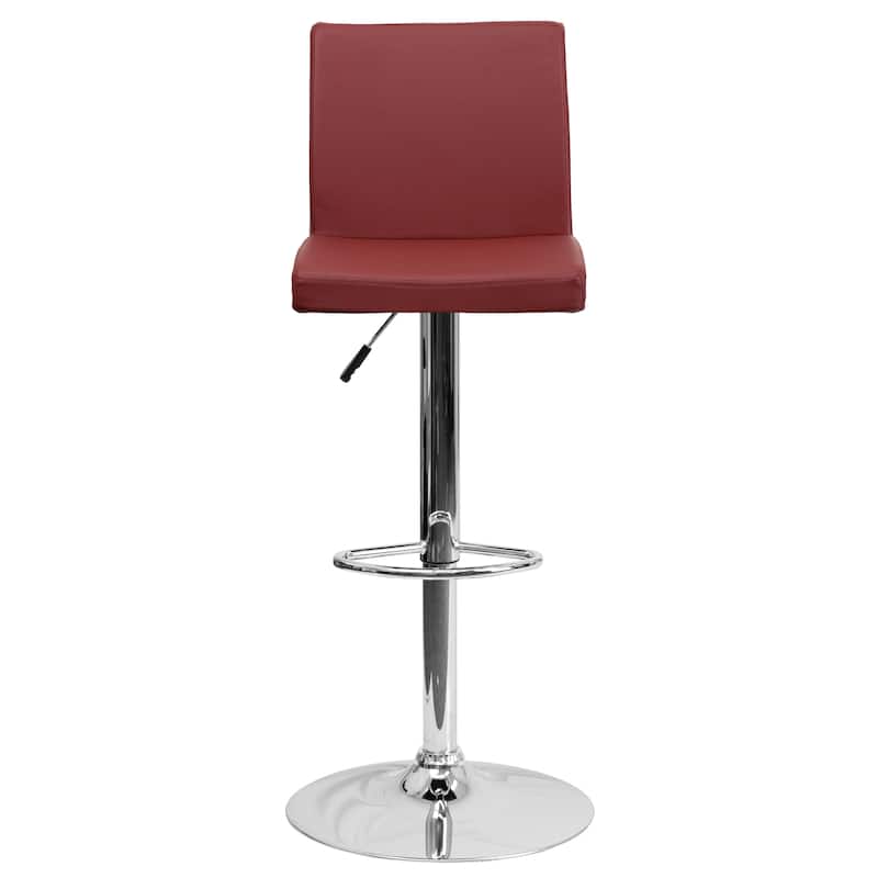 Contemporary Vinyl Adjustable Panel Back Chrome Barstool - 15.25"W x 18.5"D x 35.25" - 43.75"H