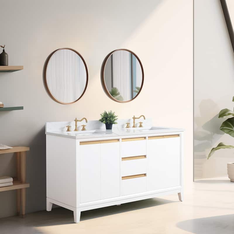 Vanity Art Bathroom Vanity with Ceramic Sink and Engineered Marble Top
