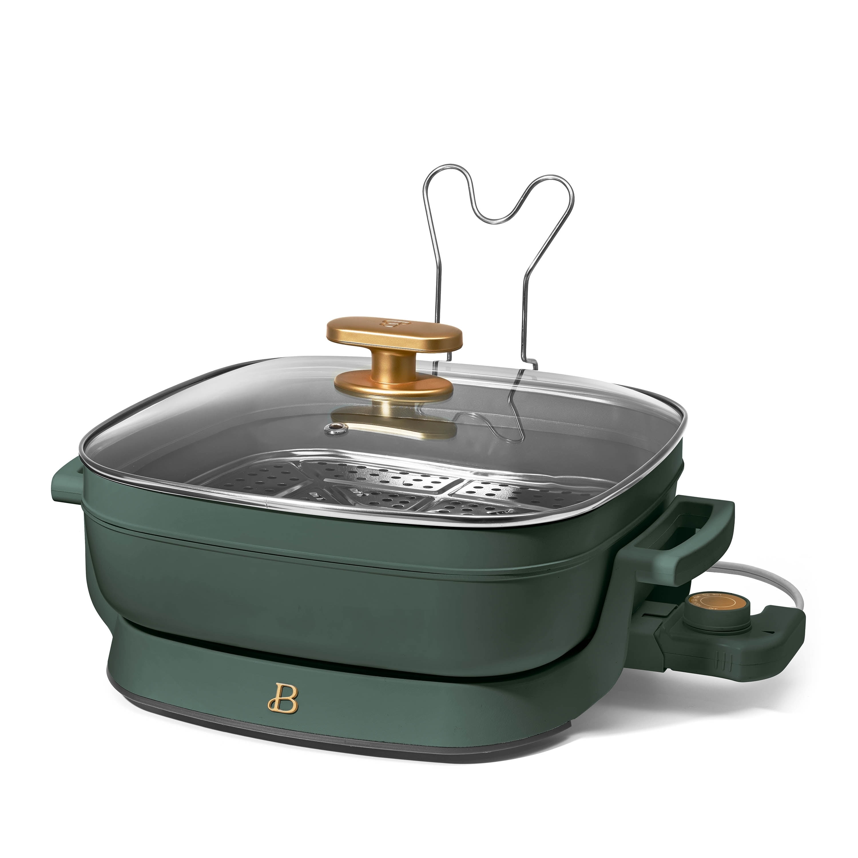 5 in 1 Electric Skillet Expandable up to 7 qt with Glass Lid