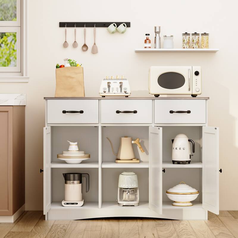 42.5" Farmhouse Buffets Sideboard, Modern Wood Kitchen Storage Cabinet with Adjustable Shelf