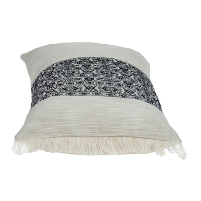 Black and White Geometric Fringe Throw Pillow