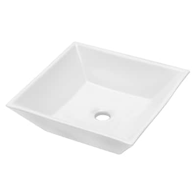 Topcraft 16x16 Inch White Ceramic Square Vessel Bathroom Sink - 16*16*5