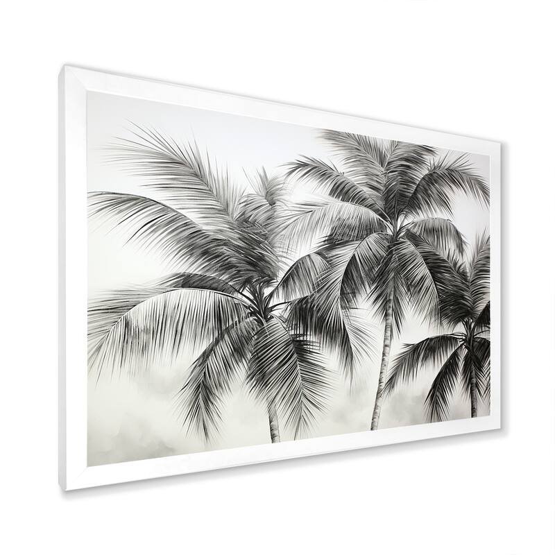 Designart "Palm Tree Desert Oasis II" Palms & Palm Trees Framed Canvas Art Print