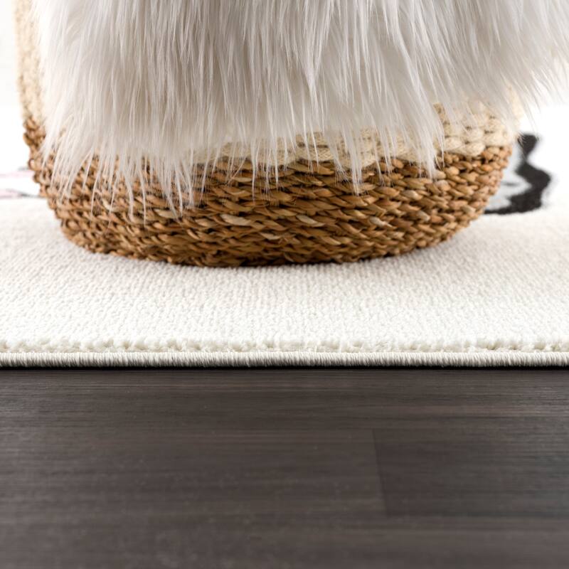 Abani Play Contemporary Pink and Yellow Kitten Indoor Area Rug